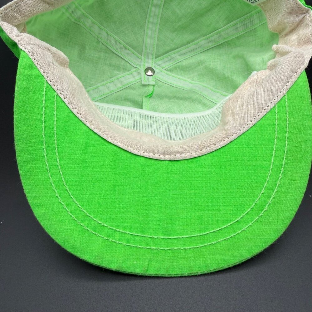 Vintage Vipco Just Do It Hat Cap Snapback Flat Bill Lime Green Made in USA - Picture 8 of 13